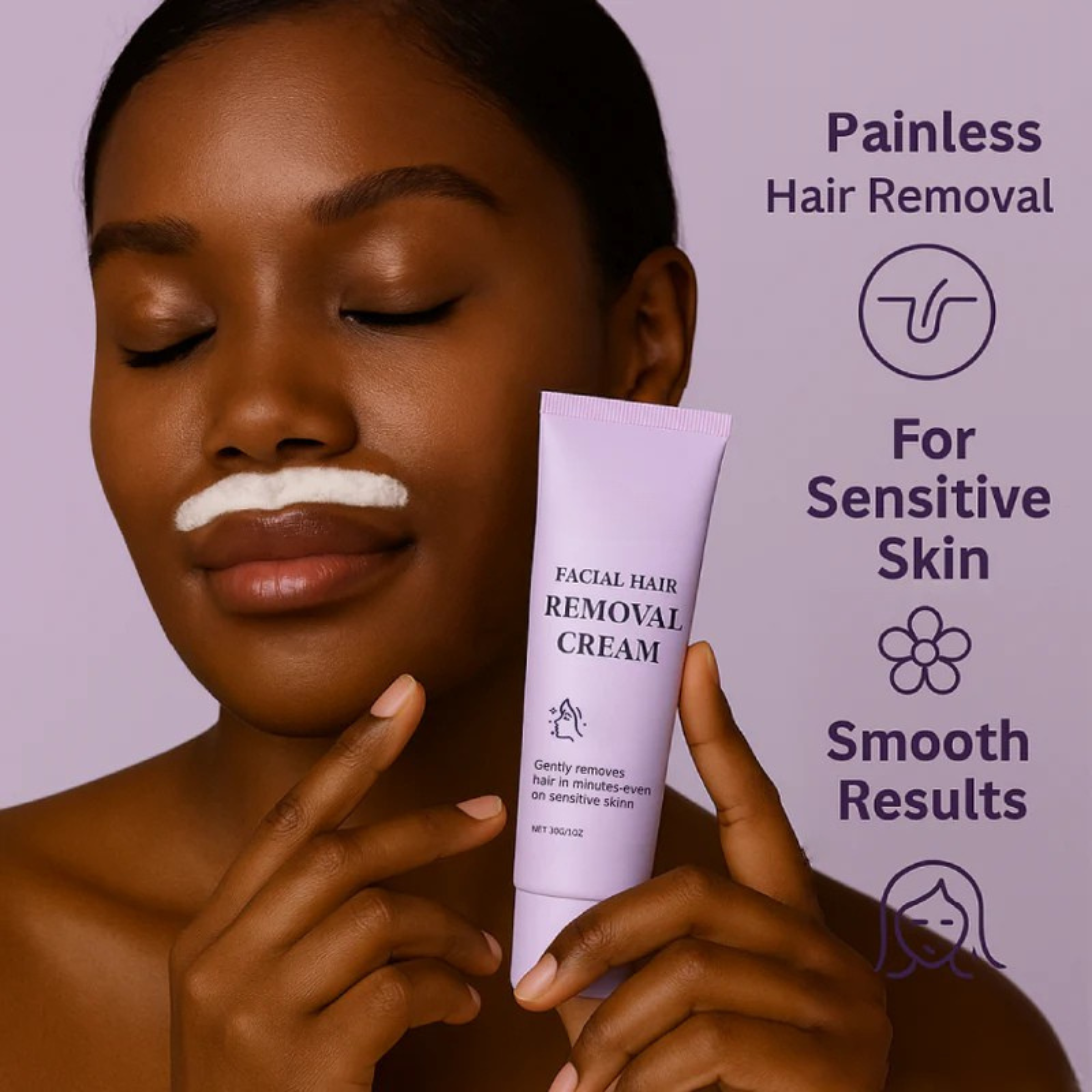 Silkbare | Facial Hair Removal Cream | 1+1 FREE